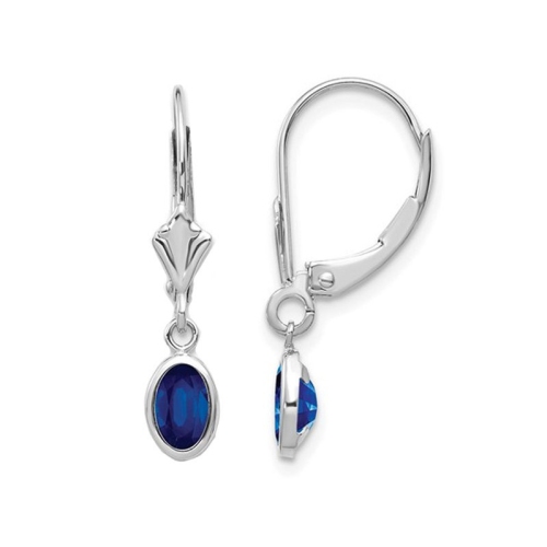 1.30 Carat Blue Sapphire Dangle Earrings in 14K White Gold