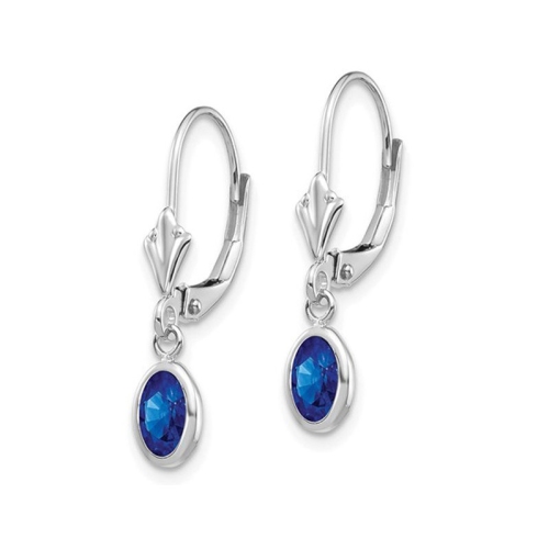 1.30 Carat Blue Sapphire Dangle Earrings in 14K White Gold