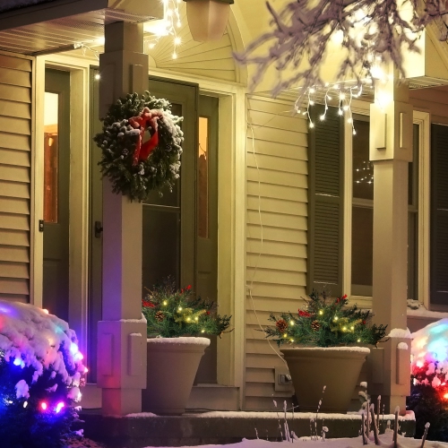 HOMCOM 1.5 Foot/16 inch 2 Pack Prelit Artificial Christmas Tree Cordless with 69 Branches, Warm White LED lights, Red Berries, Pine Cones, for