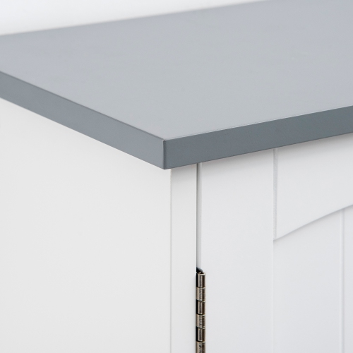 kleankin Modern Over The Toilet Storage Cabinet, Double Door Over Toilet Bathroom Organizer with Adjustable Shelf and Open Shelf, Space Saver, White