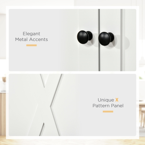 HOMCOM 72.5" Tall Kitchen Pantry Cabinet, Farmhouse Freestanding Kitchen Storage Cabinet with 4 Barn Doors, Drawer and Adjustable Shelves, White