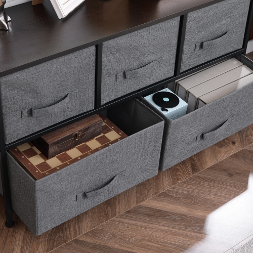 HOMCOM Linen Drawer Cabinet Organizer Storage Dresser Tower with 5 Removable Drawer Metal Frame Adjustable Feet for Living Room, Kitchen, Bathroom,