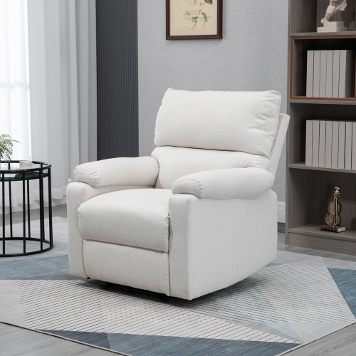 HOMCOM Recliner Chair, Upholstered Manual Reclining Sofa Chair with Padded Seat, Footrest for Living Room, Study, Bedroom, Cream White