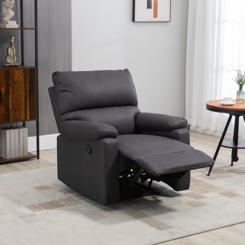 HOMCOM Fauteuil inclinable manuel avec repose-pieds pour salon, chambre, bureau, gris foncé