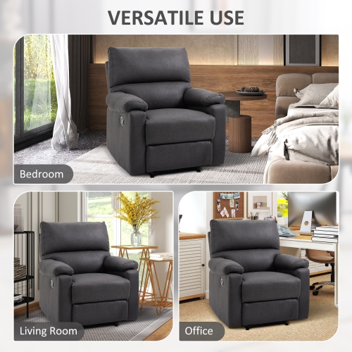 HOMCOM Fauteuil inclinable manuel avec repose-pieds pour salon, chambre, bureau, gris foncé
