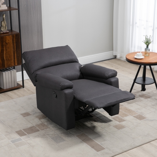 HOMCOM Fauteuil inclinable manuel avec repose-pieds pour salon, chambre, bureau, gris foncé