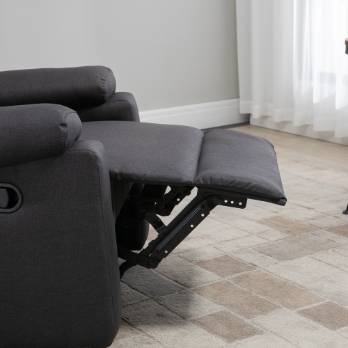HOMCOM Fauteuil inclinable manuel avec repose-pieds pour salon, chambre, bureau, gris foncé
