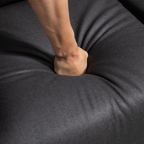 HOMCOM – Causeuse inclinable double, fauteuil inclinable manuel 2 places, canapé inclinable rembourré avec repose-pieds et dossier divisé, gris foncé