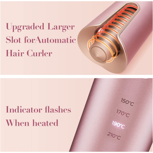 Zhibai Auto Shut-Off Beach Waves Culing Wand with 1''Ceramic Barrel, Fast Heating for Lasting Hair Culer Styling Tool-Pink