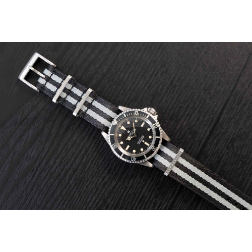 Band & Bezel Seatbelt NATO Watch Strap - 22mm - Striped Grey