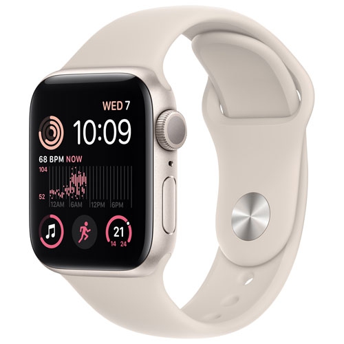 Refurbished - Apple Watch SE (GPS) 44mm Starlight Aluminum Case with Starlight Sport Band (2022)