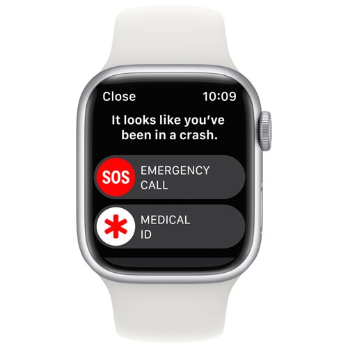 Refurbished - Apple Watch Series 8 (GPS + Cellular) 41mm Silver Aluminum Case with White Sport Band - Small / Medium