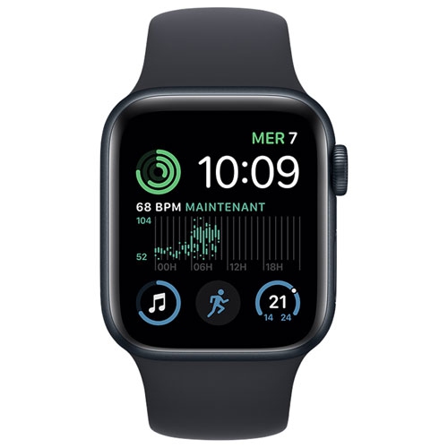 Refurbished - Apple Watch SE (GPS) 40mm Midnight Aluminum Case with Midnight Sport Band (2022)