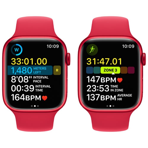 Remis à neuf - Apple Watch Series 8 (GPS) avec boîtier en aluminium 45&nbsp;mm (PRODUCT)RED et bracelet sport (PRODUCT)RED - moyen/Grand