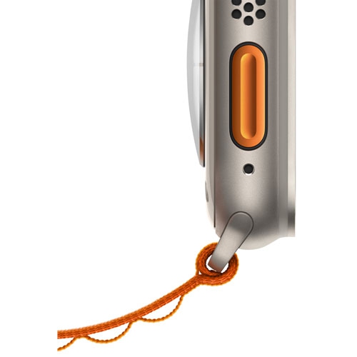 Boîte ouverte – Apple Watch Ultra de 49 mm en titane avec boucle Alpine orange – moyen