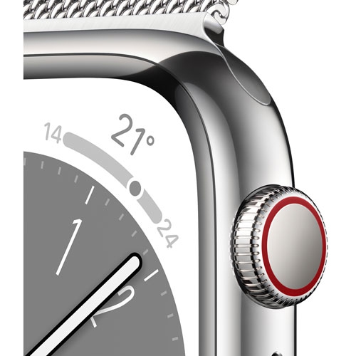 Apple Watch Series 8 (GPS + Cellular) 41mm Silver Stainless Steel Case with Silver Milanese Loop by APPLE - Refurbished condition - Image 6