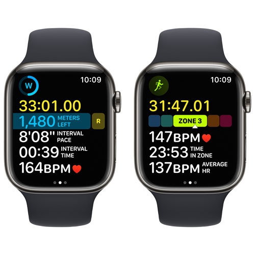 Apple Watch Series 8 (GPS + Cellular) 45mm Graphite Stainless Steel Case with Midnight Sport Band - Medium / Large by APPLE - Refurbished condition - Image 5