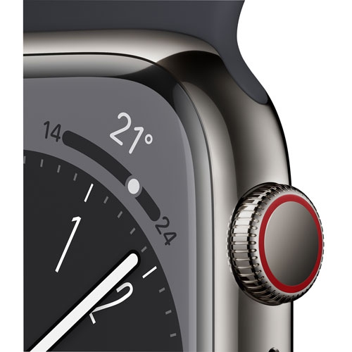 Apple Watch Series 8 (GPS + Cellular) 45mm Graphite Stainless Steel Case with Midnight Sport Band - Medium / Large by APPLE - Refurbished condition - Image 6
