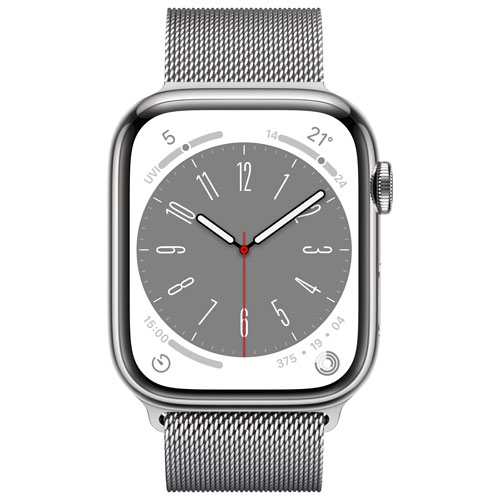 Apple Watch Series 8 (GPS + Cellular) 45mm Silver Stainless Steel Case with Silver Milanese Loop by APPLE - Refurbished condition - Image 3