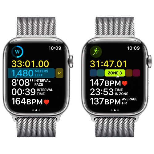 Apple Watch Series 8 (GPS + Cellular) 45mm Silver Stainless Steel Case with Silver Milanese Loop by APPLE - Refurbished condition - Image 5