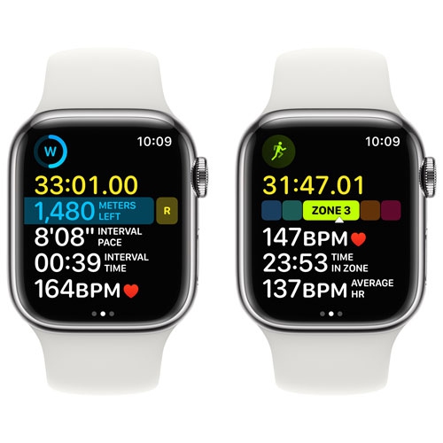 Apple Watch Series 8 (GPS + Cellular) 41mm Silver Stainless Steel Case with White Sport Band - Small / Medium by APPLE - Refurbished condition - Image 5