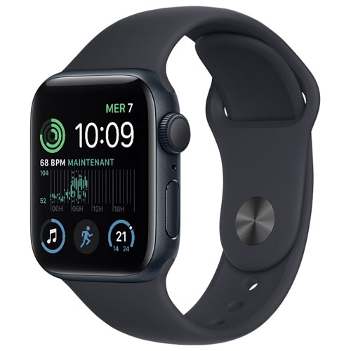 Boîte ouverte - Apple Watch se 40 mm avec boîtier en aluminium minuit et bracelet sport minuit (2022)