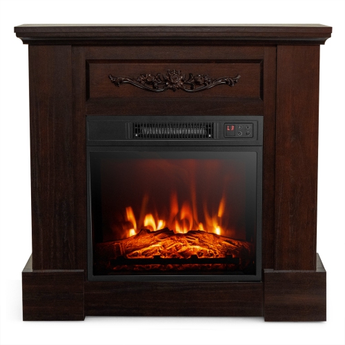 Costway 32" Electric Fireplace Mantel TV Stand Space Heater w/Remote Control 1400W