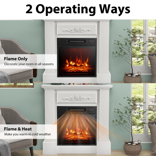 Costway 32" Electric Fireplace Mantel TV Stand Space Heater w/Remote Control 1400W