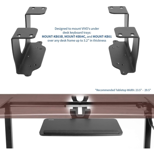 Steel Dual Spacer Brackets for Under Desk Keyboard and Mouse Slider Tray, Height Track Spacer Mount Fitting Desk Frames up to 3.2 inches, Brackets