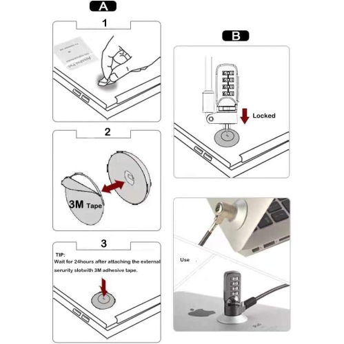 3M Adhesive Security Plate Security Slot Adhesive Anchor Plates Universal Lock Plate for Tablet Laptop Computer MacBook and Other Devices Without a