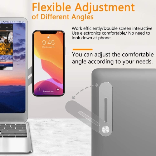 Laptop Phone Holder, Laptop or Desktop Monitor Side Mount Phone Holder, Slim Portable Foldable Smartphone Stand, Computer Monitor Expansion Bracket,