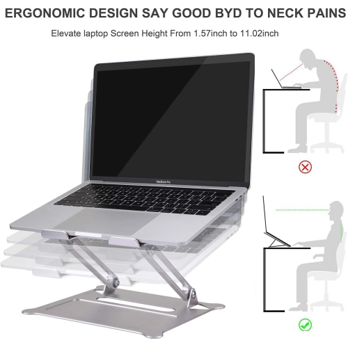 Laptop Stand for Desk , Ergonomic Aluminum Desktop Stand Adjustable Notebook Stand for MacBook Pro Air/Dell/HP/Lenovo Raised up Holder Ventilated