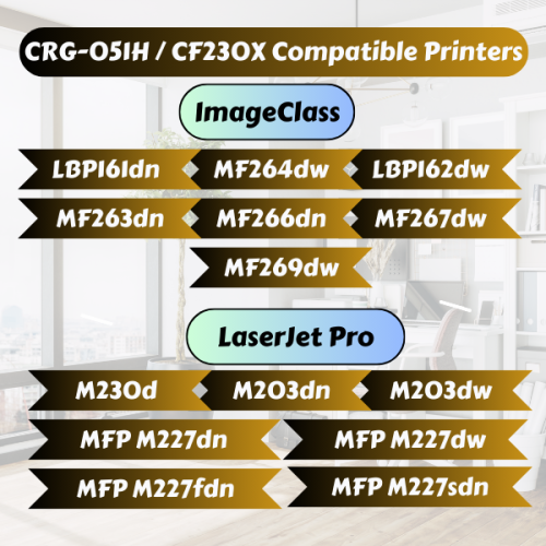 PRINTOXE® CRG 051H / CF230X Compatible with HP & Canon - 2 Toner Cartridges for LaserJet M203 MFP M227 Series and ImageClass MF263 MF264 MF267 MF267