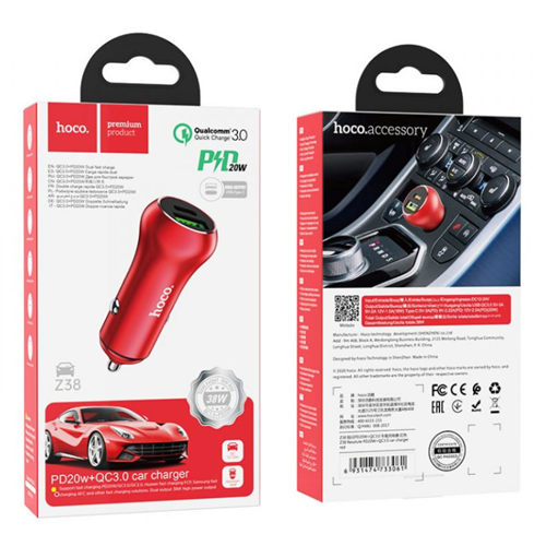 Chargeur pour l’auto USB de type C à recharge rapide pour téléphone mobile Z38 Resolute de Hoco