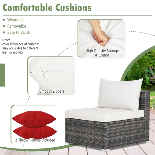 Gymax 7PCS Patio Rattan Sectional Sofa Set Outdoor Furniture Set w/ Cushions