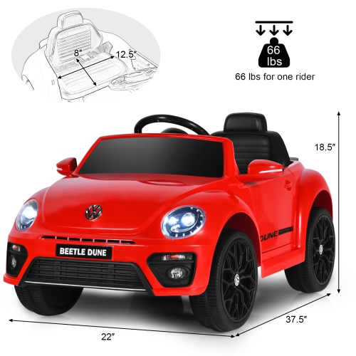 Topbuy 12 Toddler Ride On Car Volkswagen Beetle Kids Electric Toy w/Remote Control White/Pink/Red