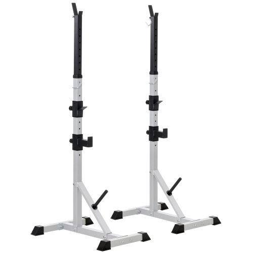 SOOZIER  2-Piece Barbell Rack, 53.5"-69.3" Height Adjustable Squat Rack Bench Press Rack, 440Lbs Capacity