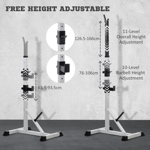 Soozier 2-Piece Barbell Rack, 53.5"-69.3" Height Adjustable Squat Rack Bench Press Rack, 440LBS Capacity