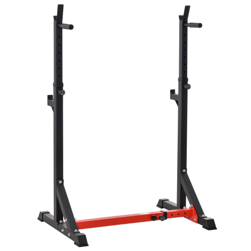 Soozier 2-Piece Pair Steel Height and Base Adjustable Barbell Squat Rack and Bench Press