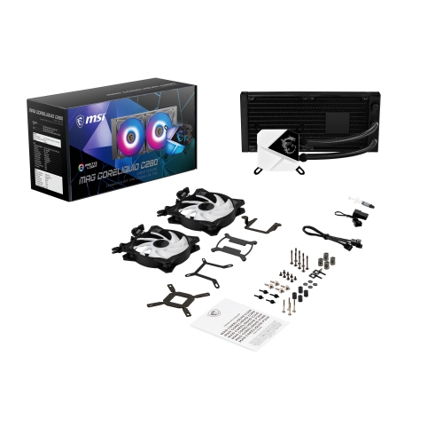 MSI MAG CORELIQUID C280 AIO Liquid CPU Cooler INTEL LGA1700 and AMD AM5 Ready