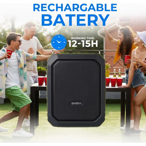 Amplificateur vocal portatif étanche avec microphone sans fil Bluetooth 5,0 Megaphone Haut-parleur 4400 mAh 18 W