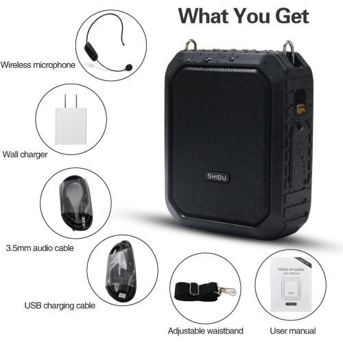 Amplificateur vocal portatif étanche avec microphone sans fil Bluetooth 5,0 Megaphone Haut-parleur 4400 mAh 18 W