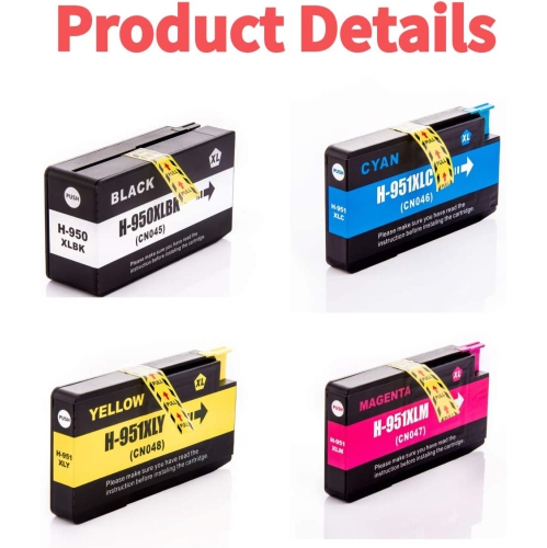 Compatible HP 950 951 Ink Cartridges Replacement for HP 950XL 951XL Ink Work with HP Officejet 8100 8600 8610 8620 8630 8640 8660 8615 8625 251DW