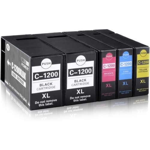 5P PGI- 1200 XL Compatible Ink Cartridge, Pigment Ink Tank Replacement for Canon PGI-1200XL, Compatible with Canon Inkjet Printer Models Maxi