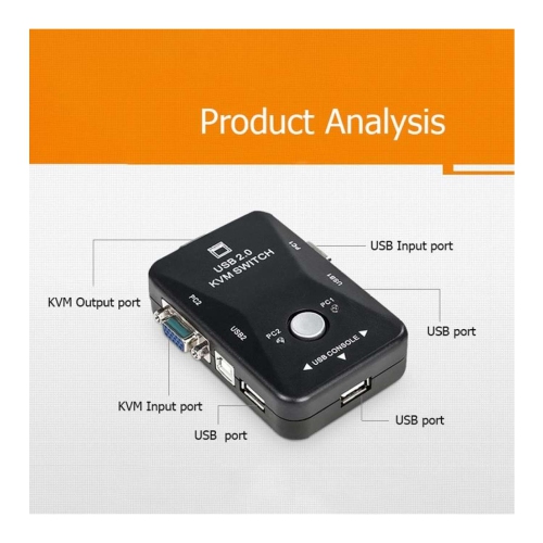 Boîtier de commutation KVM USB 2.0 VGA/SVGA pour partager la souris du clavier du moniteur
