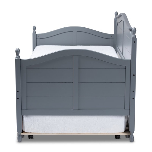 Bowery Hill Twin Size Mara Grey Wood Daybed with Trundle