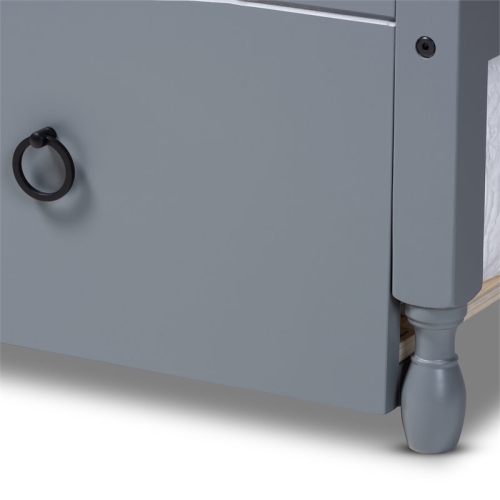 Bowery Hill Twin Size Mara Grey Wood Daybed with Trundle