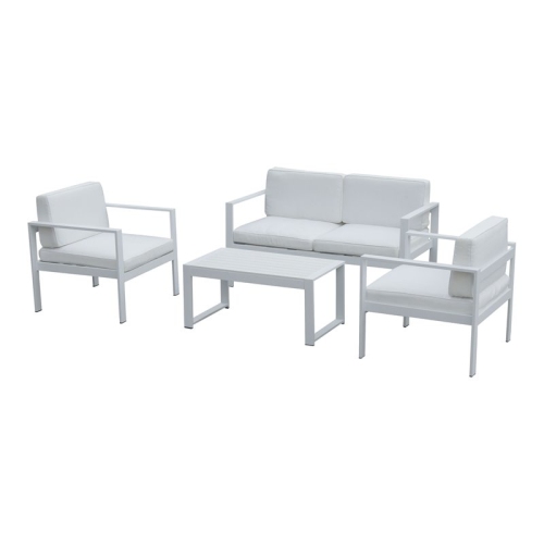 PANGEA HOME  Karen 4-Piece Modern Aluminum Frame Outdoor Sofa Set In In White