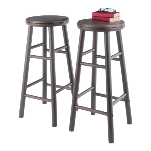 Priyas Home Goods Shelby 2 Piece Swivel Seat Bar Stool Set, Oyster Gray
