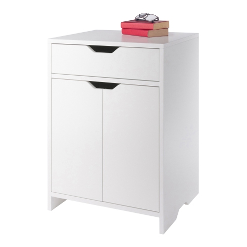 Nova 2-Shelf Storage Cabinet with 1-Drawer Storage Cabinet - White